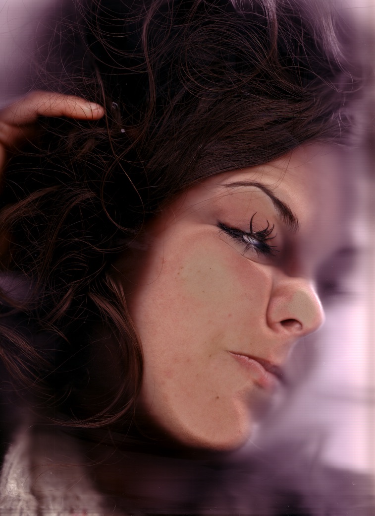 Get Smashed, Experimental close-up portrait series of faces pressed right up to the glass, with hair and movement smeared into soft streaks of light.