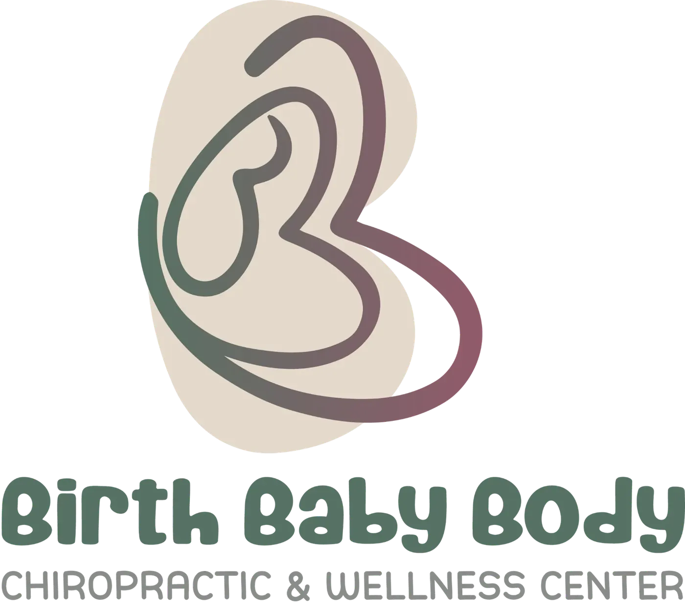Birth Baby Body Brand Identity, Chiropractic and wellness identity using organic shapes and calming color.