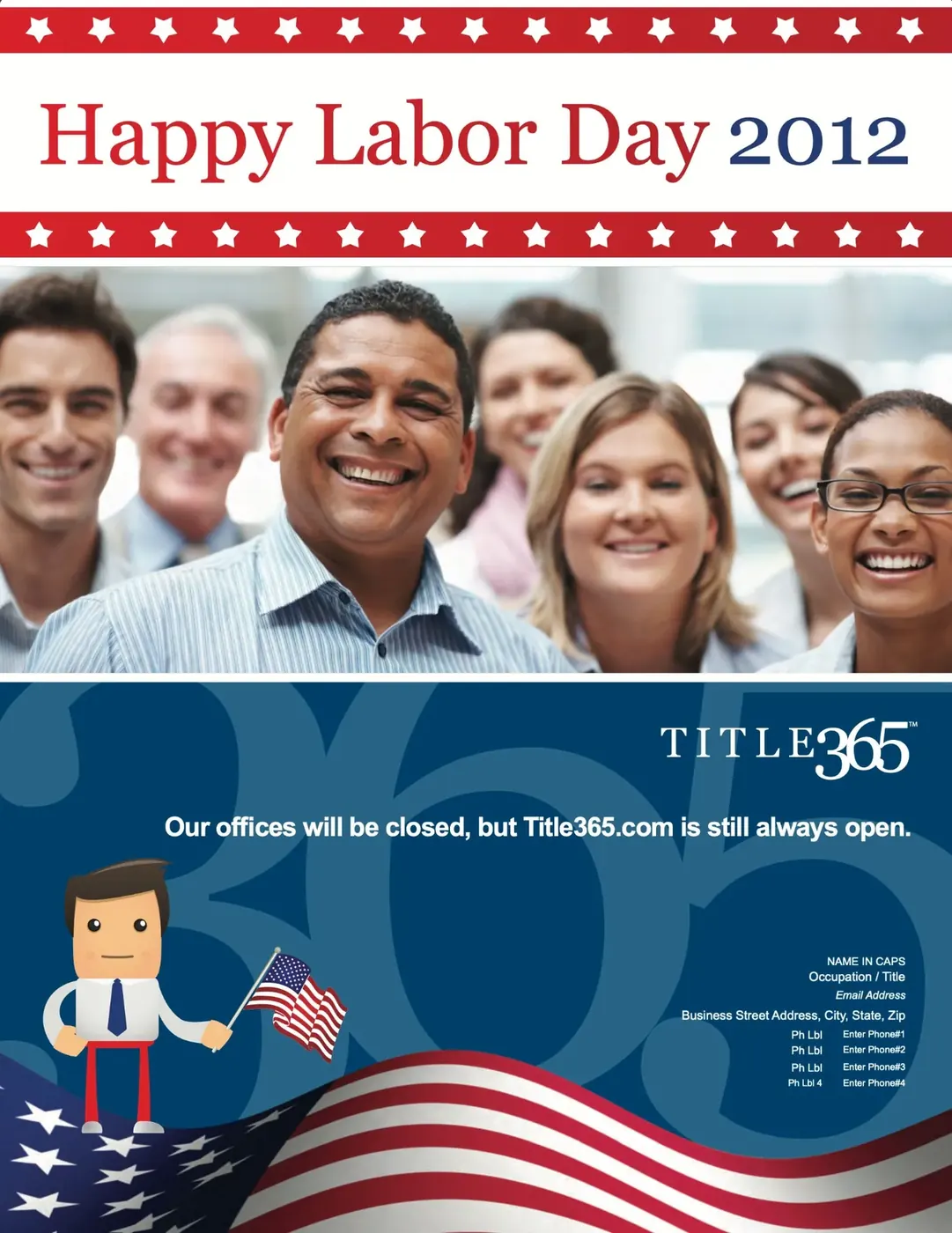 Holiday Corporate Marketing, Corporate holiday advertisement maintaining brand presence during Labor Day closures.