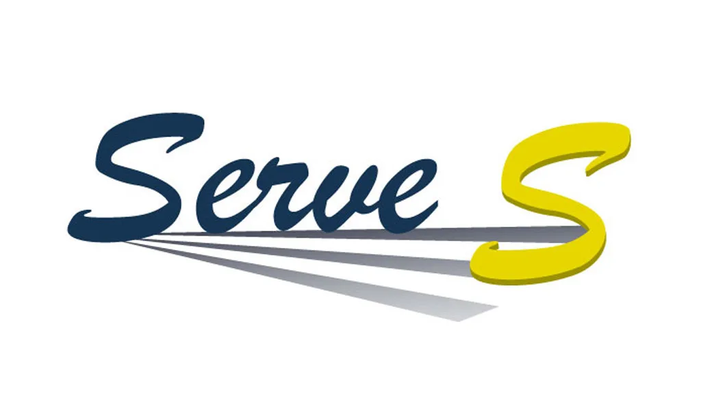 ServeS Brand Identity, Motion-driven service company mark in navy and yellow.