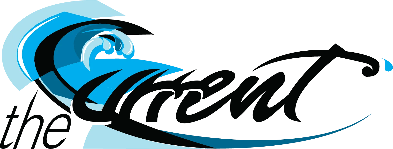 The Current Brand Identity, Wave-inspired mark and flowing typography for a media and communications brand.